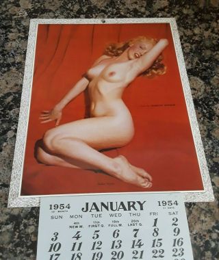 Vintage 1954 Marilyn Monroe Calendar Golden Dreams Pin up Nude Cond 4