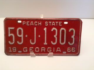 Vintage 1966 Georgia State License Plate 59 - J - 1303 Dodge County Paint