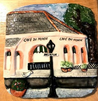 Amanda Sierra Clay Originals Orleans Ceramic Cafe Du Monde Wall Plate Plaque