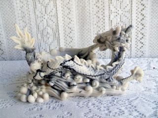 CHINESE CARVED RESIN DRAGON BAMBOO PLANTER 2