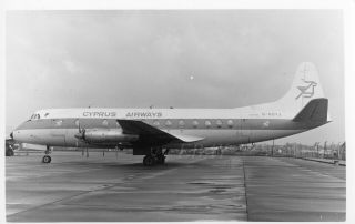 Cyprus Airways Vickers Viscount G - Aoyj B&w 5.  5 " X 3.  5 " Photo Photograph