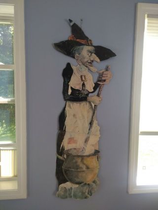Vintage Peck Halloween Wicked Witch Decoration Die Cut Jointed Cardboard 50 "