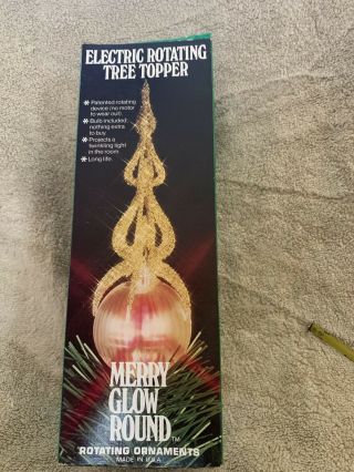 Vtg Merry Glow Round Rotating Christmas Tree Topper - Space Age