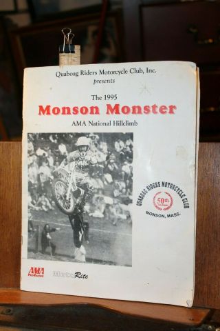1995 Monson Monster Ama National Hillclimb Program Quaboag Motorcycle Club