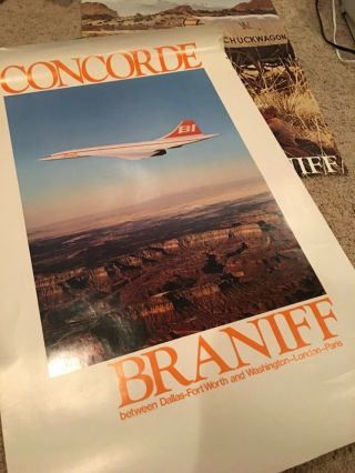 Braniff International Airlines 1970s Travel Posters (3) Concorde,  Ny,  Usa