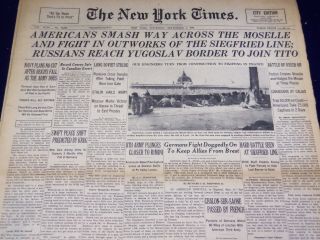 1944 September 7 York Times - Americans Smash Across Moselle - Nt 2820