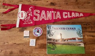Vintage Santa Clara Wool Felt Pennant Banner Matches Book Patch Memorabilia