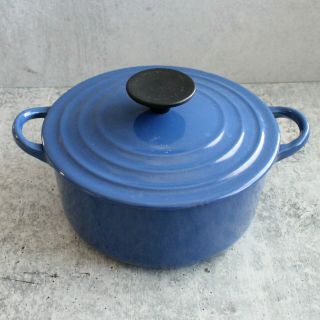 Vintage Le Creuset B Saucepan 2 Qt Lidded Cast Iron Dutch Oven Pot Blue France