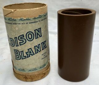 Antique Columbia Edison Old Cylinder Phonograph•brown Wax 2 - Minute Blank Record•