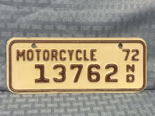 1972 North Dakota Motorcycle License Plate 13762