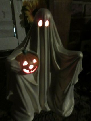 Vintage Halloween Ceramic Light Up Ghost W Jol Pumpkin Byron Molds 1972