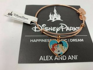 Disney Alex And Ani The Little Mermaid Ariel Eric Rose Gold Heart Bracelet Parks