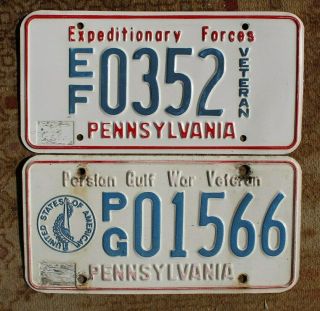Pennsylvania Expeditionary Forces Veteran License Plate Plus Pg War Veteran