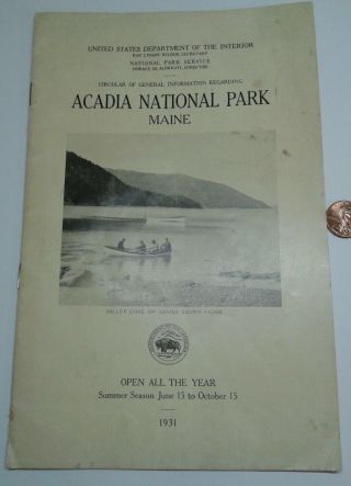 Rare Vintage Acadia National Park Maine Booklet 1931