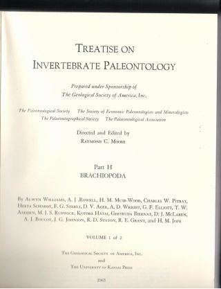 Treatise On Invertebrate Paleontology,  Ed By Raymond C.  Moore Pt H Brachiopoda 1