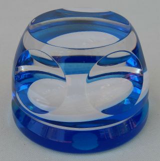 Vtg.  Crystal De Sévres Faceted Blue/white Paperweight Ss Norway Cruise Ship
