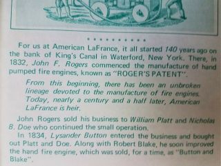 First Water Vintage Booklet The History of American LaFrance 1832 - 1972 3