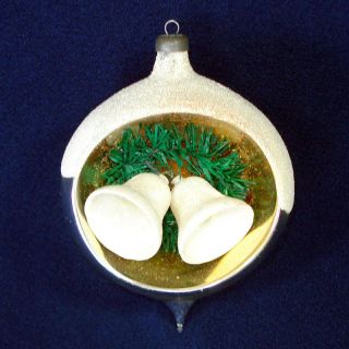 Italy Sugar Bells Large Diorama Indent Scene Glass Christmas Ornament