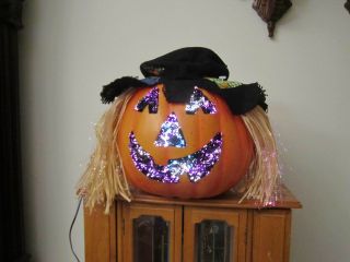 Kids Of America Corp Fiber Optic Pumpkin Scarecrow Jack O Lantern