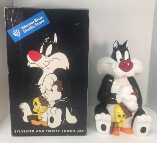 Sylvester Tweety Cookie Jar Looney Tunes Warner Bros Ceramic Box