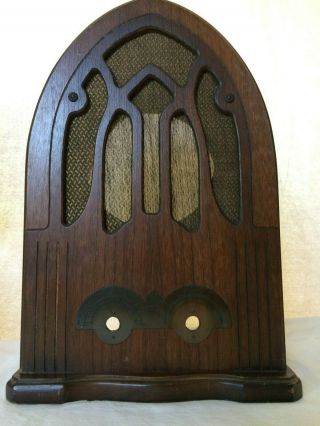 Vintage Majestic Cathedral Radio Model 194 Wood Cabinet Case Shell Only