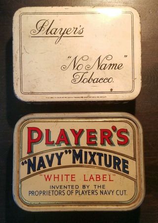 2 Vintage Tobacco Tins,  Players No Name & White Label Navy Mixture