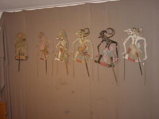6 antique leather wayang dolls 6 ARTEFACTS indonesia HG 2