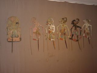 6 antique leather wayang dolls 6 ARTEFACTS indonesia HG 3