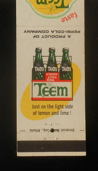 1960s Taste Teem A Lemon - Lime Drink A Product Of Pepsi - Cola Company Soda Mb