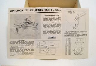 Omicron Ellipsograph Model 17 Ellipse Tracing Drawing Tool - w/Box & Instructions 4