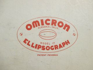 Omicron Ellipsograph Model 17 Ellipse Tracing Drawing Tool - w/Box & Instructions 8