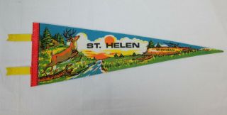 Vtg St Helen Michigan Pennant Banner Flag Felt Up North Deer Hunting Retro 60s
