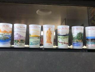 7 Vintage Scenic Oregon Mount Hood Frosted Souvenir Drinking Glass Tumbler