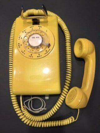 Vintage Yellow Bell System Western Electric Rotary Wall Phone