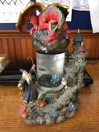 11” Dragon And Wizard Statue With Water Tornado Tank