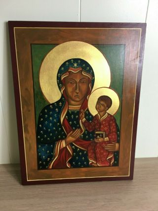 Hand Painted Icon Of The Blessed Virgin Mary