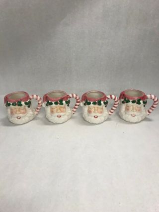 4 Santa Mugs Vintage Christmas Holiday Ceramic Handles