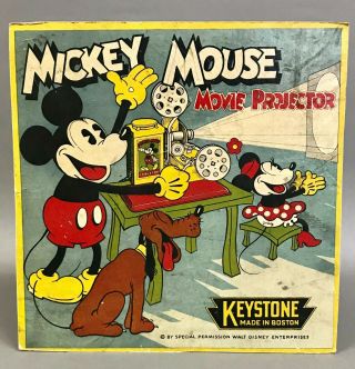 Mickey Mouse Movie Projector Cardboard Advertising Display Keystone C.  1934