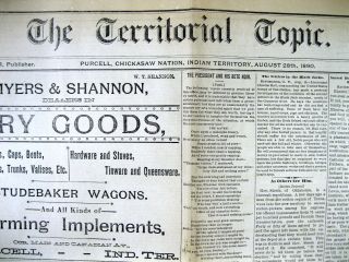 1890 Indian Territory Oklahoma Newspaper W Headline Using The N - Word For Negroes