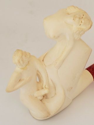 Meerschaum Carved Erotic Pipe with Case UNSMOKED 3