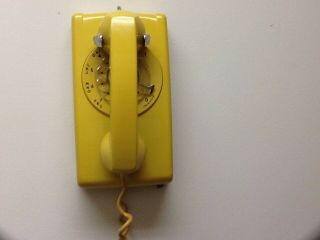 Vintage Retro Yellow Wall Rotary Phone - Western Electric
