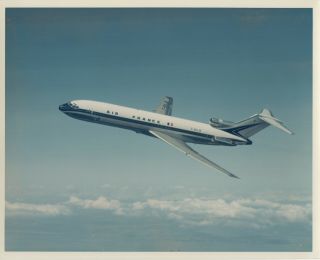 Large Vintage Photo - Air France B727 F - Bojb In - Flight