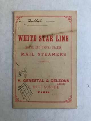 Rare 1880 White Star Line Sailing Schedule And Saloon Passage Rates