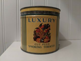 Luxury Tobacco Tin Antique Keywind Advertising Can Fruit Basket Graphic Scarce