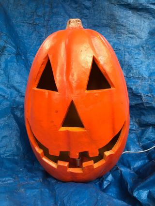 Vintage 1998 Light Up Paper Magic Group Stretch Halloween Jack O Lantern Pumpkin