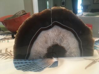 Awesome Very Large Natural Agate Quartz Geode Bookends 10,  Lbs