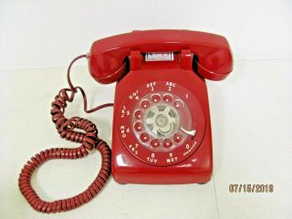 Vintage Red Jersey Bell Rotary Dial Desk Telephone