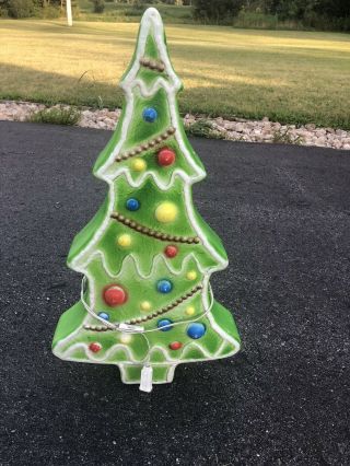 Vintage Don Featherstone Gingerbread Green Christmas Tree Blow Mold Light Up 29 "