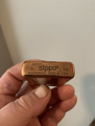 2003 Pure Copper Zippo Lighter RARE With Pipe Insert 4