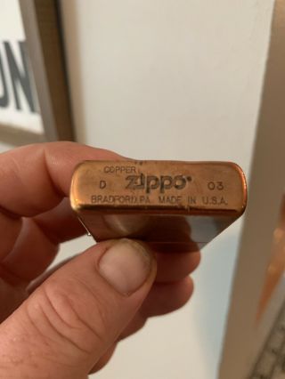 2003 Pure Copper Zippo Lighter RARE With Pipe Insert 7